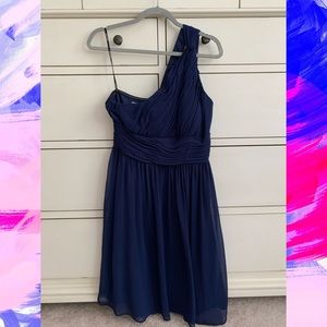 Donna Morgan organza navy bridesmaid formal dress